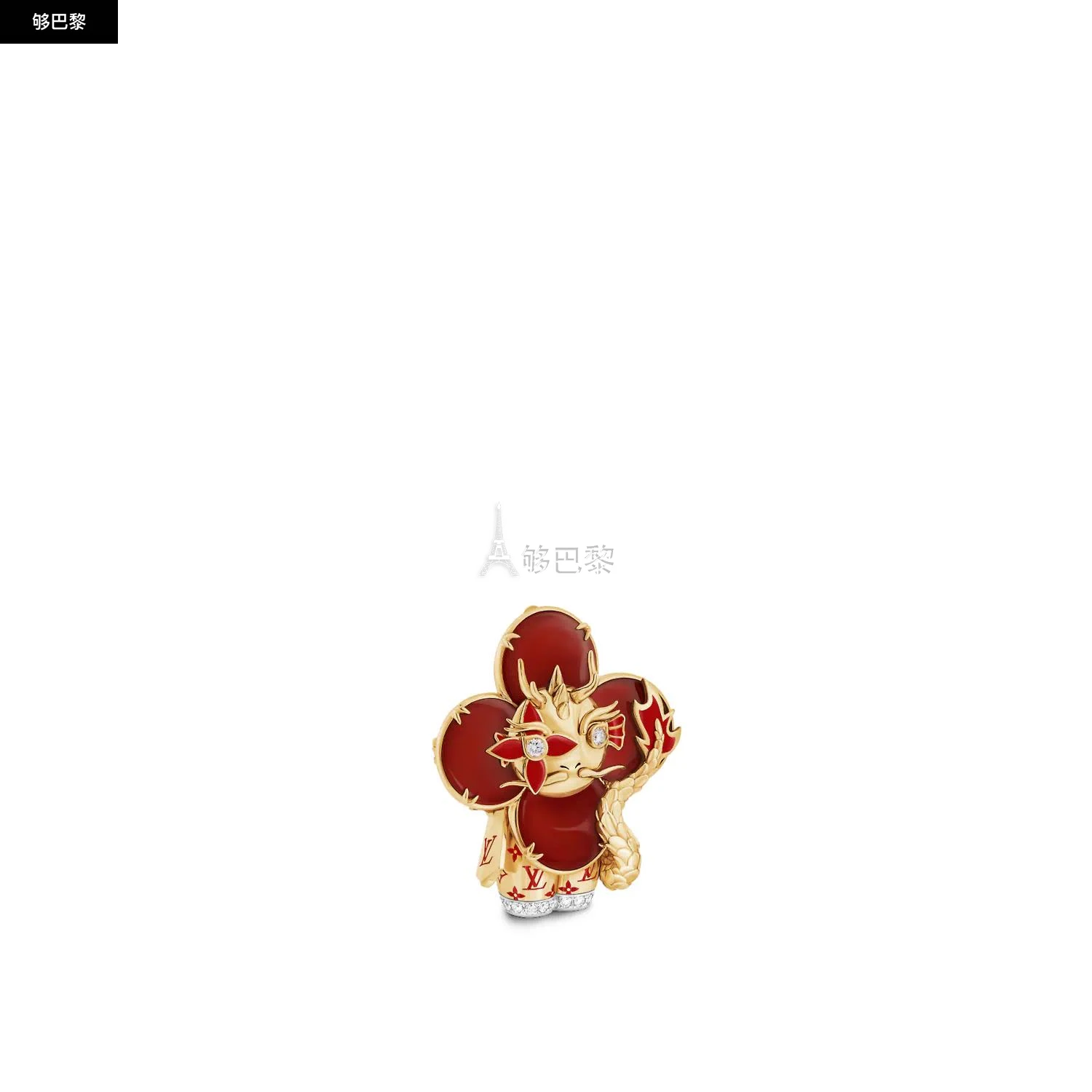 商品Louis Vuitton|【预售】 LV路易威登 24秋冬 女士 吊坠 VIVIENNE DRAGON 18K 金漆光钻石彩色宝石项链 Q93976,价格¥358904,第3张图片详细描述