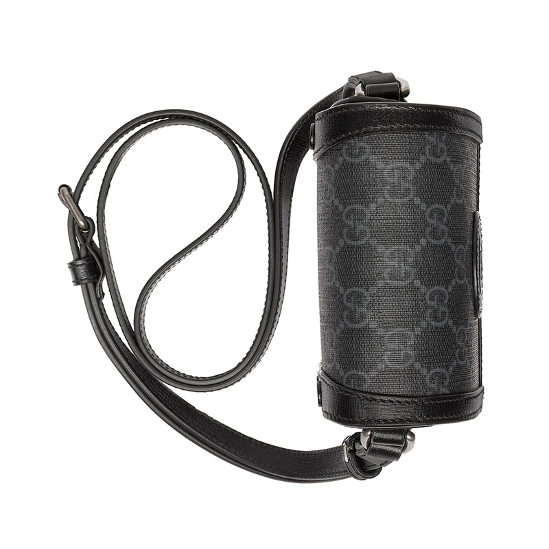 商品Gucci|GUCCI/古驰 22春夏新款 男士迷你黑色老花帆布皮革滚边翻盖开合斜跨单肩包69940292TCF1000,价格¥7109,第6张图片详细描述