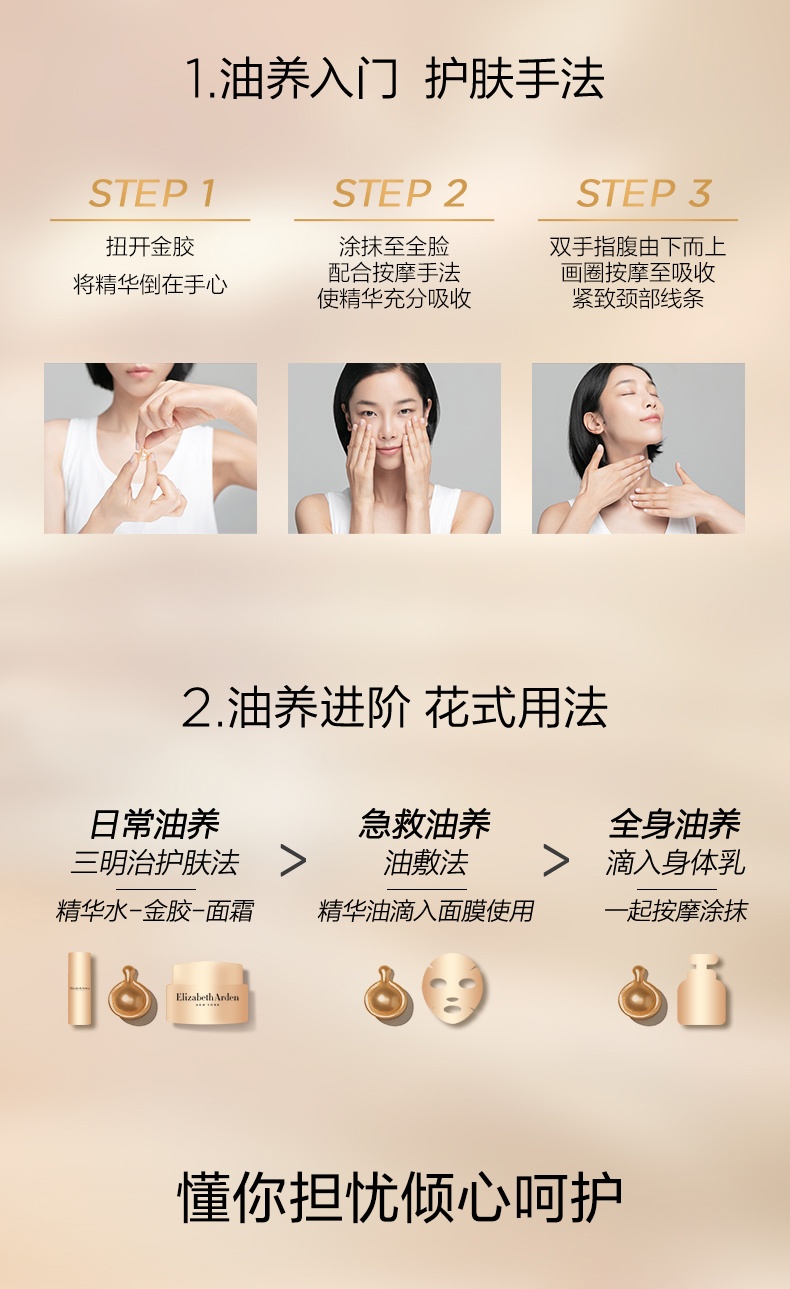 商品Elizabeth Arden|伊丽莎白雅顿 金胶精华油次抛胶囊神经酰胺面部修护精华液60/90粒 补水保湿 紧致肌肤 淡化细纹 稳定肌肤,价格¥331,第9张图片详细描述