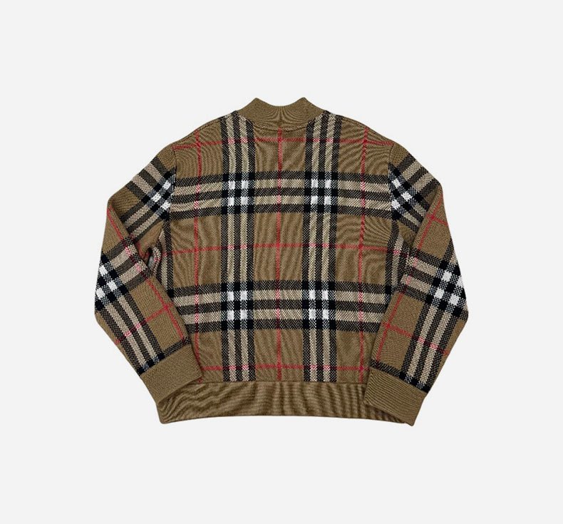 商品Burberry|Burberry/博柏丽 男士棕色拼色羊毛拉链针织开衫,价格¥3051,第5张图片详细描述