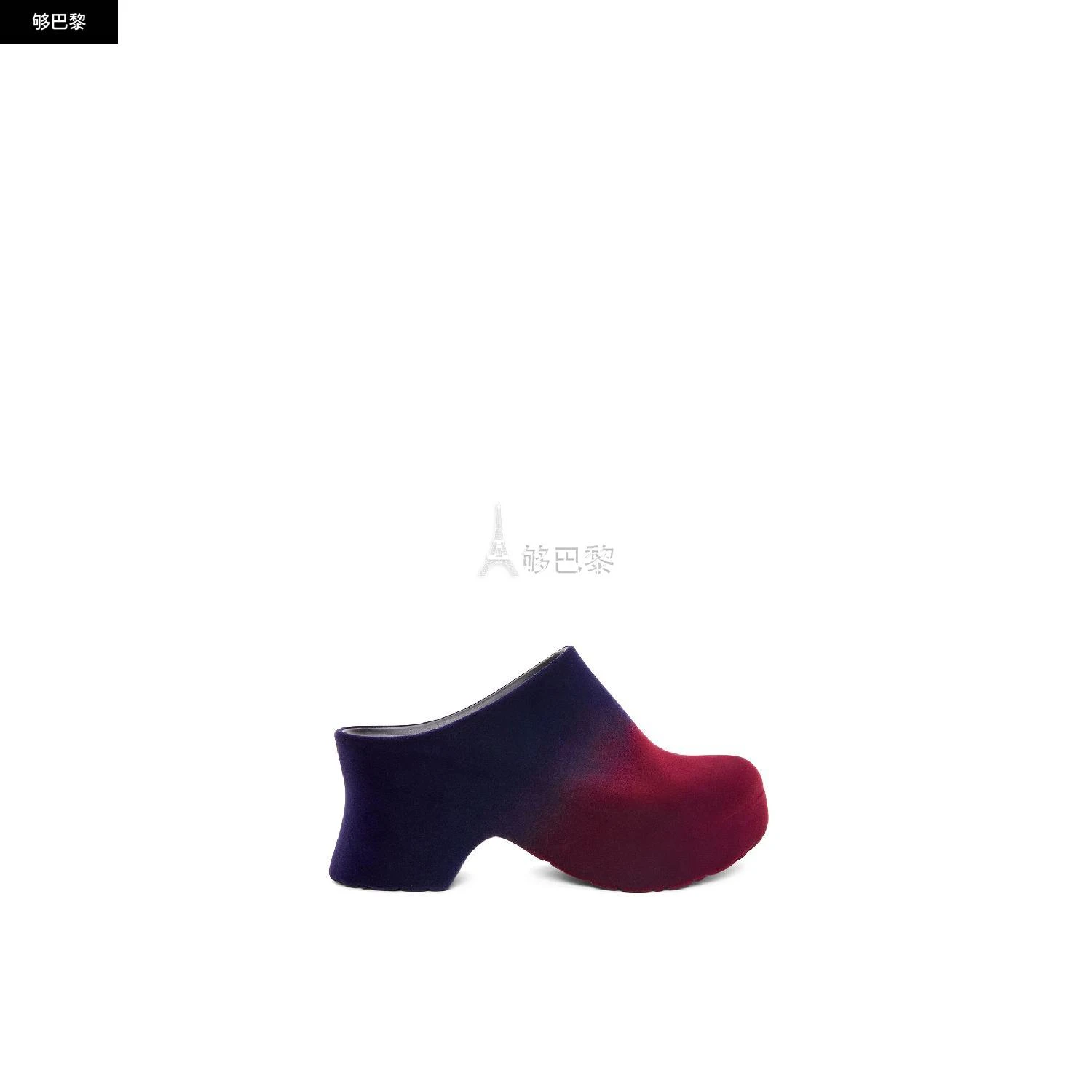 商品Loewe|包邮包税【预售7天发货】 LOEWE罗意威 24春夏 女士 厚底鞋 Terra Foam clog in flocked rubber L814V29X16-7554,价格¥3116,第4张图片详细描述