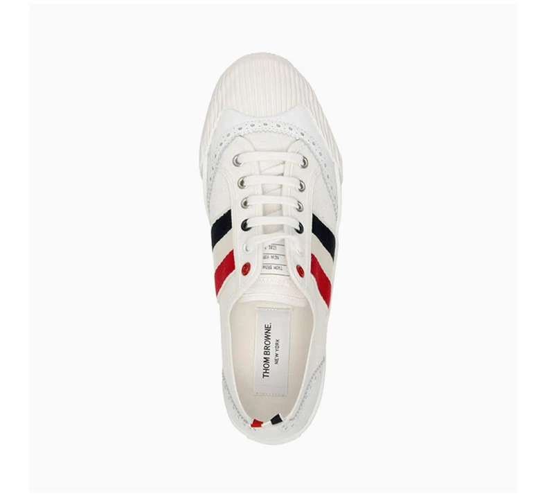 商品Thom Browne|THOM BROWNE 汤姆·布朗 男士白色棉质运动鞋 MFD140A-01588-100,价格¥3147,第7张图片详细描述