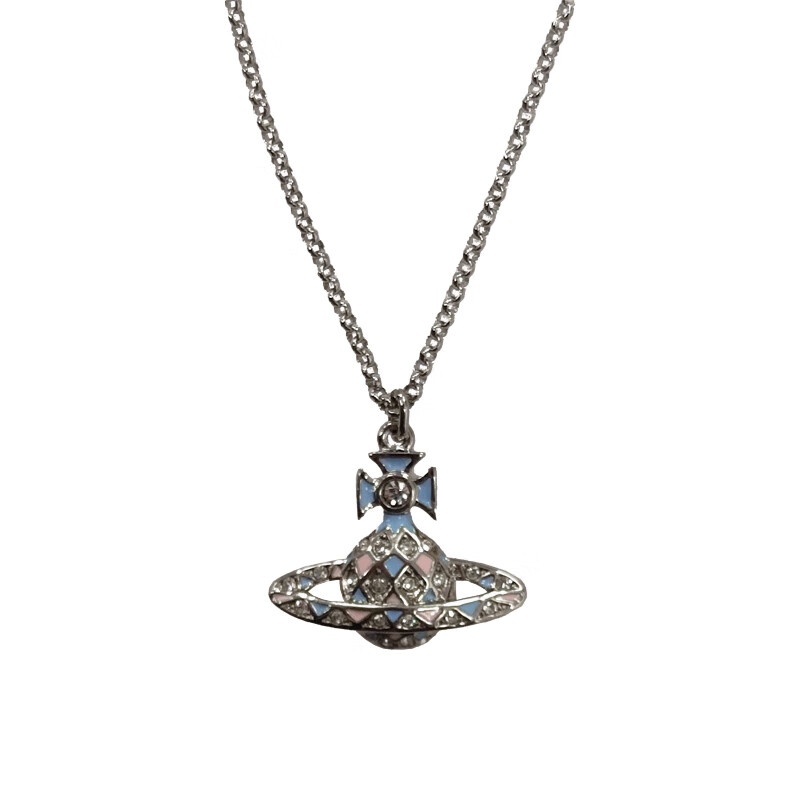 商品Vivienne Westwood|VIVIENNE WESTWOOD/西太后 女士蓝色/粉色星球金属项链,价格¥709,第2张图片详细描述