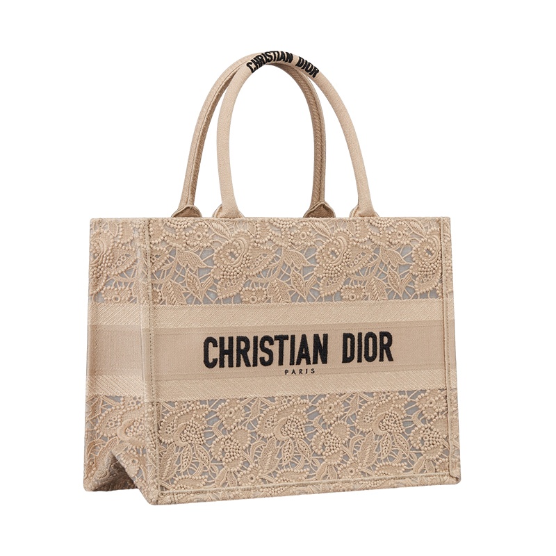 商品Dior|迪奥 23新款 BOOK TOTE女士中号米色D-Lace Macramé图案蕾丝刺绣托特包 M1296ZSEL_M918,价格¥21574,第2张图片详细描述