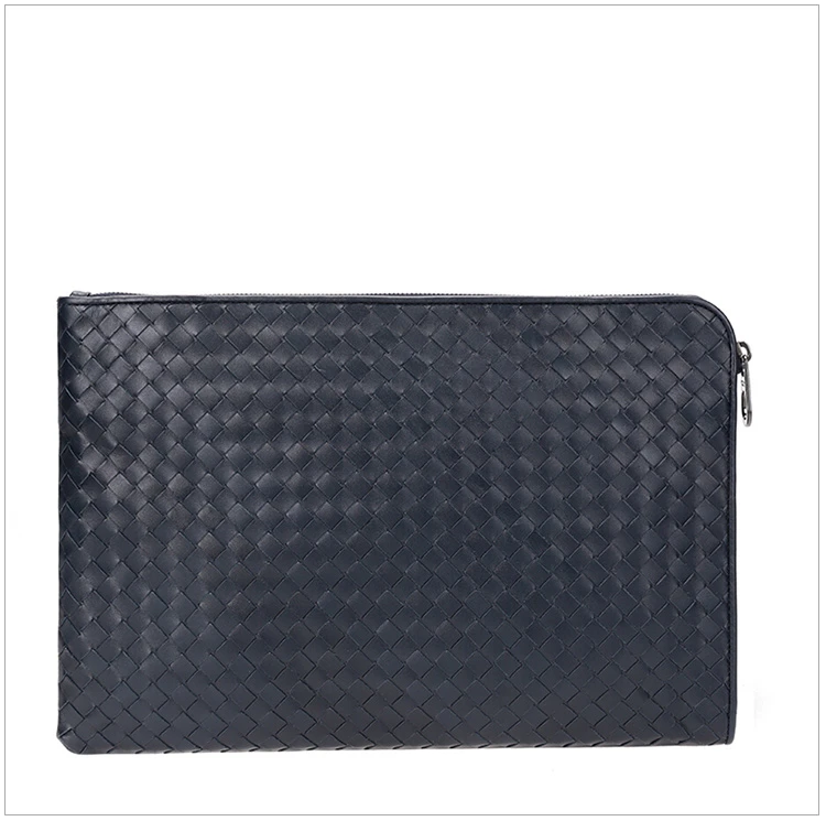 商品[国内直发] Bottega Veneta|Bottega Veneta 葆蝶家 男士羊皮蓝色编织手拿包 224052-V4651-4013,价格¥6335,第12张图片详细描述