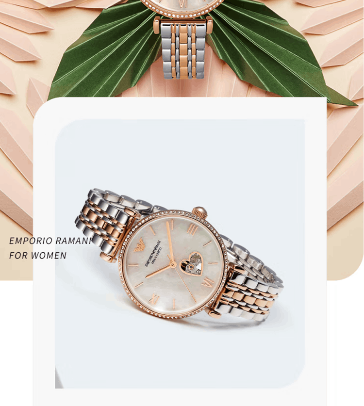 商品[国内直发] Emporio Armani|Armani阿玛尼机械满天星手表女士 玫瑰金腕表AR60049,价格¥2010,第5张图片详细描述