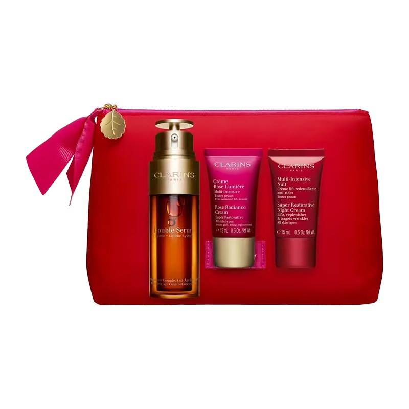 商品Clarins|娇韵诗2022限量护肤3件套 双萃精华50ml+花样年华玫瑰面霜15ml+花样年华晚霜15ml,价格¥689,第2张图片详细描述