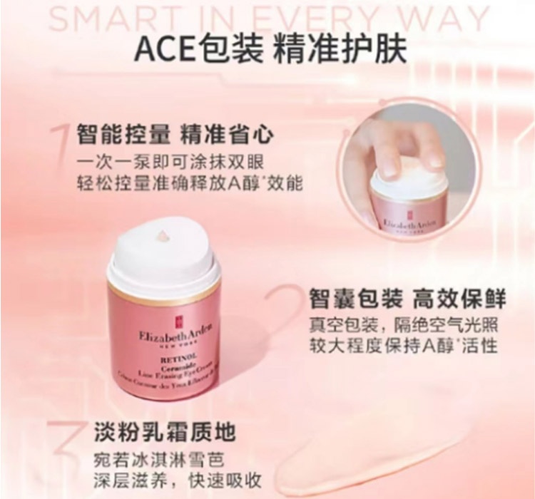 商品Elizabeth Arden|美国ElizabethArden伊丽莎白雅顿 ACE眼霜 时空焕活淡纹紧致眼霜 15ml,价格¥211,第3张图片详细描述