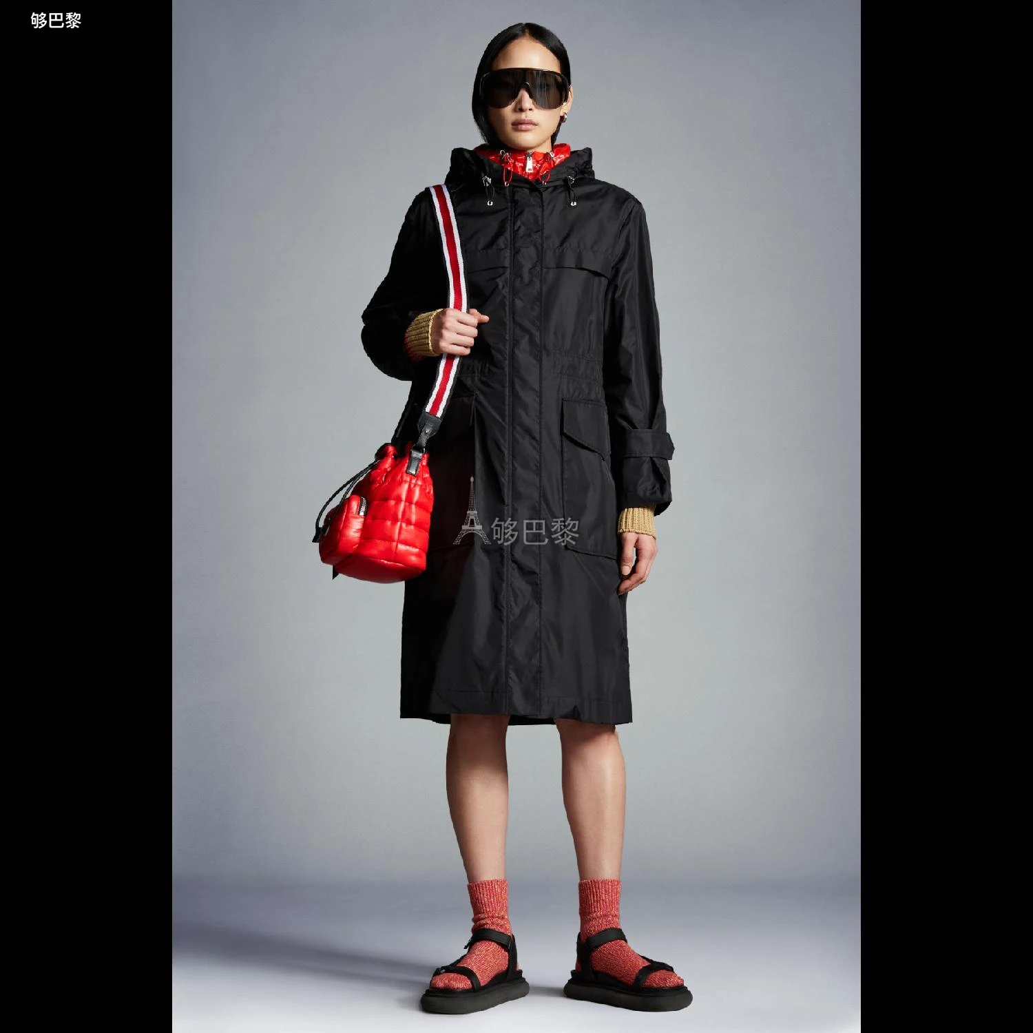 商品Moncler|【预售】 MONCLER盟可睐 24秋冬 女士 大衣 HIENGU RAIN COAT J10931C00018539YH999,价格¥8491,第3张图片详细描述