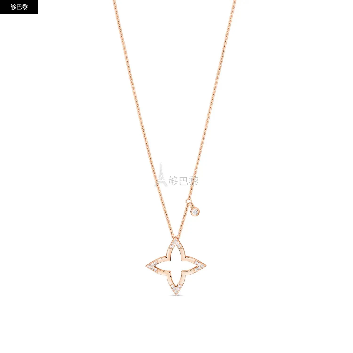 商品Louis Vuitton|【预售】 LV路易威登 24秋冬 女士 吊坠 LOUIS VUITTON BLOSSOM 18K 金钻石项链 Q03083,价格¥35627,第4张图片详细描述