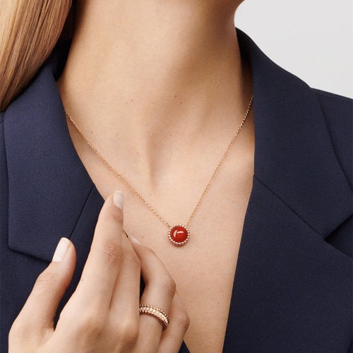 商品Van Cleef & Arpels|Van Cleef & Arpels/梵克雅宝 Perlée系列 女士18K金玫瑰金镶嵌红玛瑙圆形耳钉VCARP4E000,价格¥23060,第4张图片详细描述