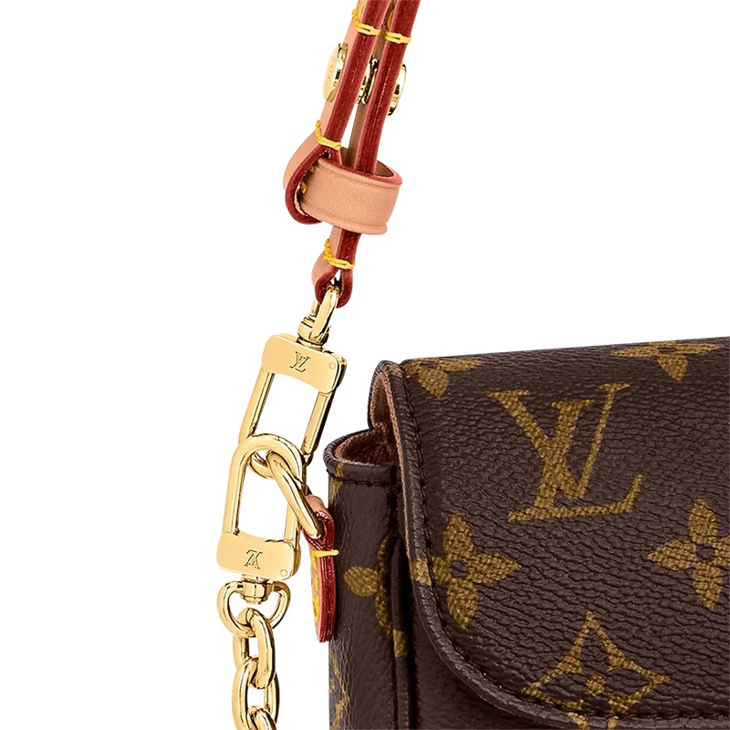商品Louis Vuitton|【现货】路易威登23新款女士棕色帆布老花金色五金腋下包单肩链条包 M81911,价格¥16567,第3张图片详细描述