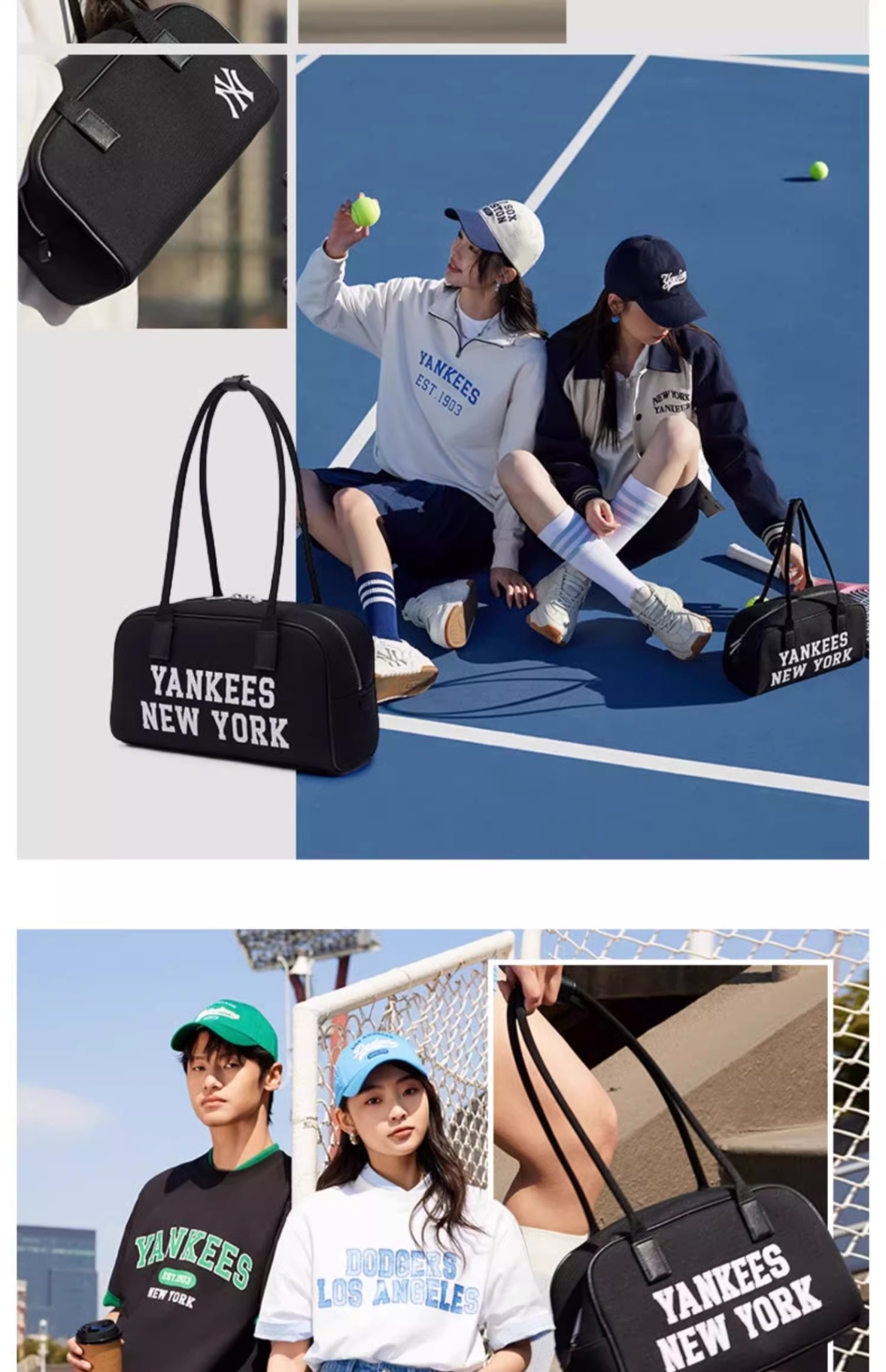 商品MLB|MLB官方虞书欣同款男女情侣保龄球包学院风单肩包BQL01,价格¥981,第5张图片详细描述