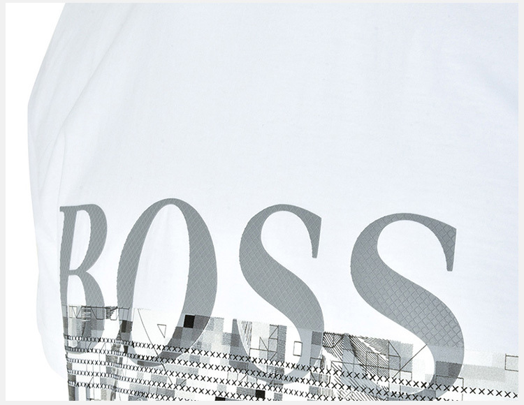 商品[国内直发] Hugo Boss|Hugo Boss 雨果博斯 男士白色纯色款棉质短袖T恤 TEE6-50383413-100,价格¥526,第6张图片详细描述