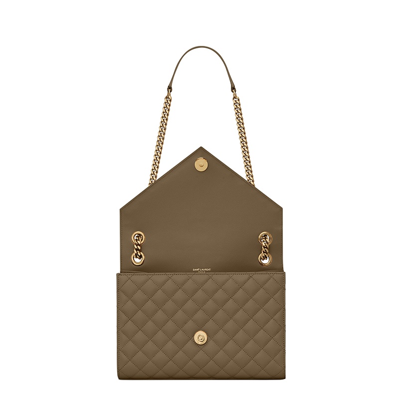 商品Yves Saint Laurent|SAINT LAURENT PARIS/圣罗兰 YSL 秋冬新款 ENVELOPPE系列 女士卡其绿小牛皮金色徽标磁性按扣单肩手提斜挎包600185BOW913344,价格¥15857,第4张图片详细描述