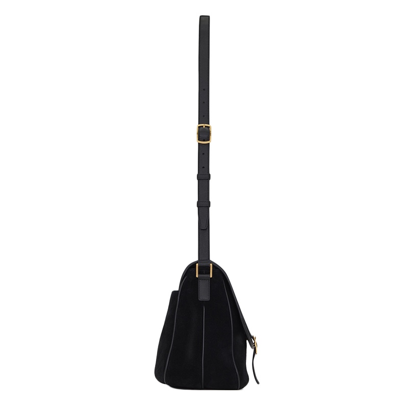商品Yves Saint Laurent|SAINT LAURENT PARIS/圣罗兰 新款SORBONNE系列 黑色复古绒面革和皮革翻盖斜跨单肩包 6347910UDZW1000,价格¥13417,第4张图片详细描述