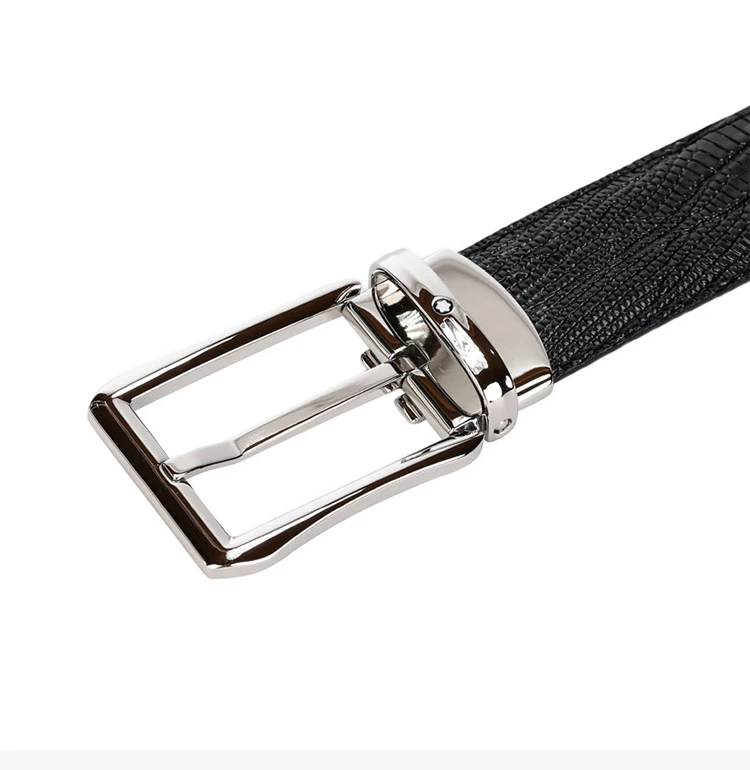 商品MontBlanc|Mont Blanc 万宝龙 男士黑色针扣式牛皮腰带 118423,价格¥1791,第7张图片详细描述