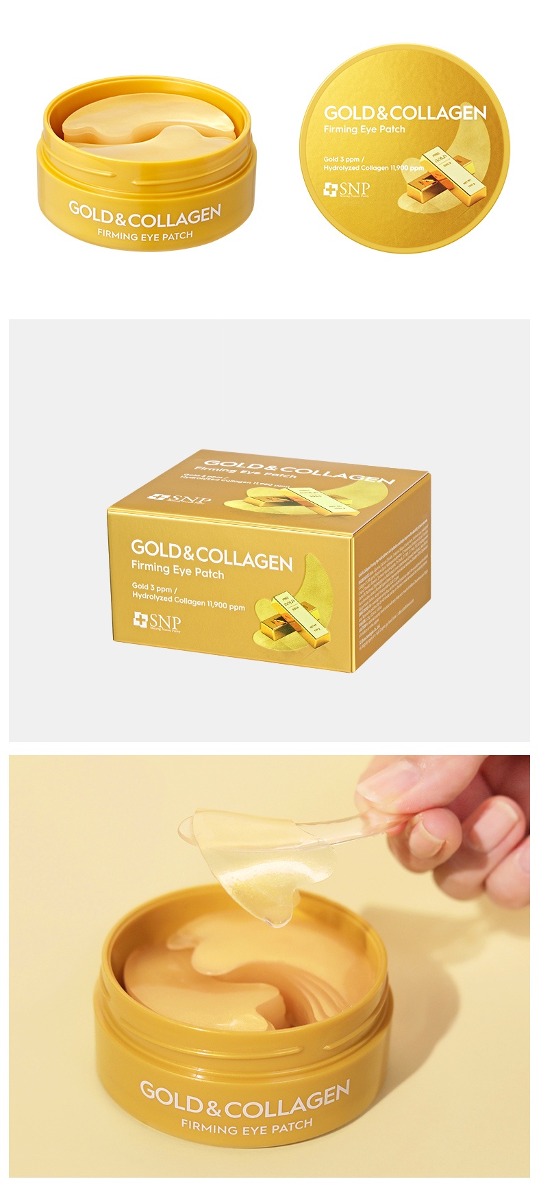 商品[国内直发] SNP|韩国SNP黄金眼膜60片补水改善肌肤紧致嫩肤淡化眼纹滋润,价格¥48,第7张图片详细描述