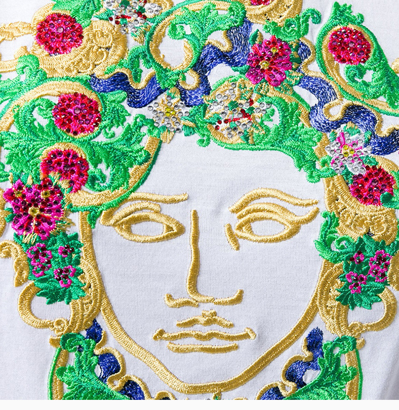 商品Versace|VERSACE 范思哲 白色女士棉质短袖T恤衫 A79095-A201952-A1001,价格¥3416,第6张图片详细描述