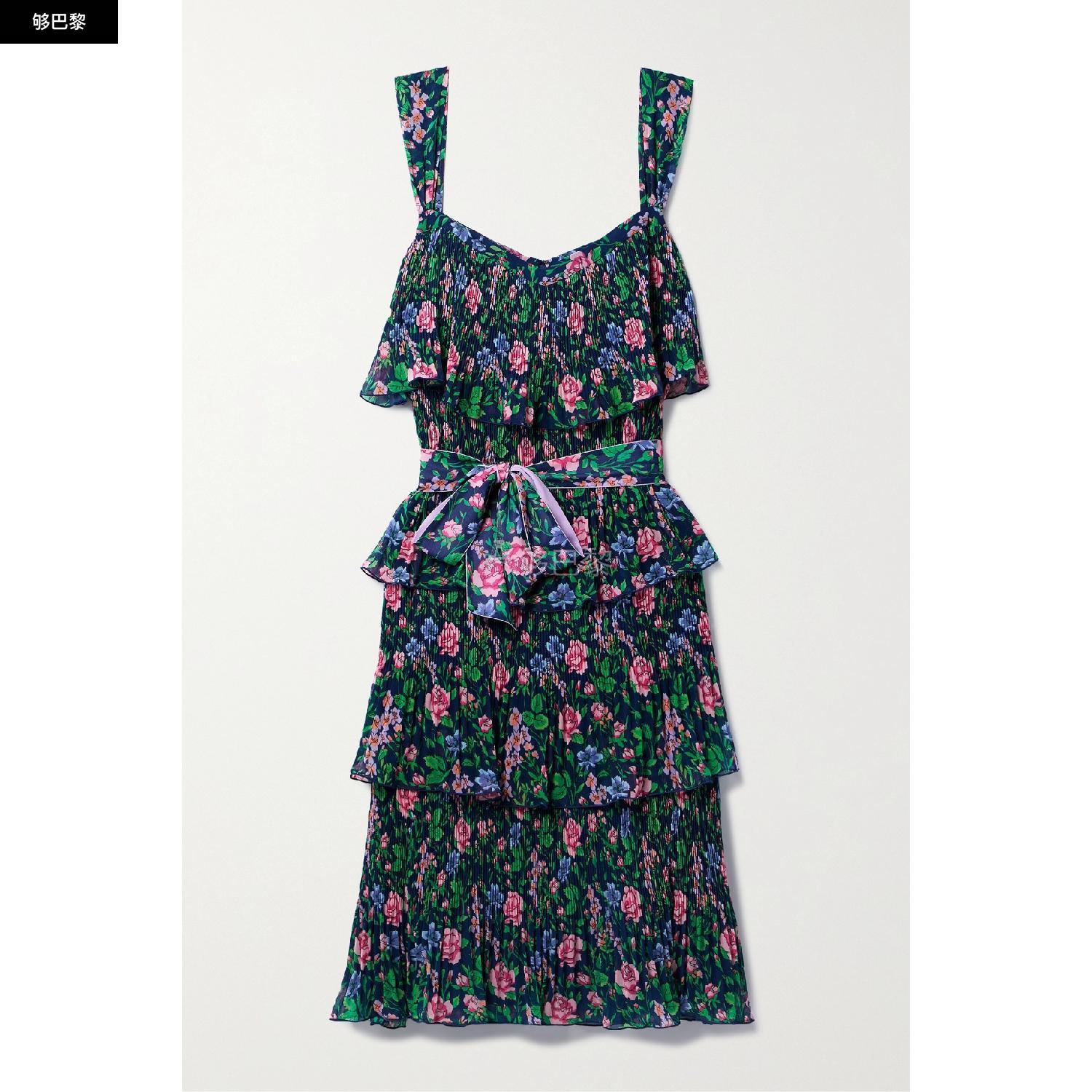 商品Diane von Furstenberg|【特惠5.0折】包邮包税【预售7天发货】 DIANE VON FURSTENBERG 23秋冬 女士 连衣裙 Loupette 分层式印花细褶薄纱中长连衣裙 1647597303285531 DVFDS1R039VFPNV ,价格¥3617,第4张图片详细描述