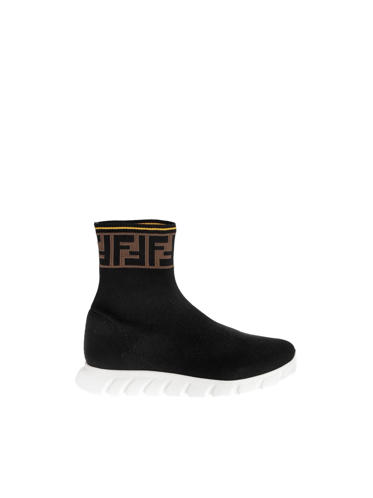 商品Fendi|FENDI 男童黑色高筒袜运动鞋 JMR322-A62L-F15GD,价格¥2177,第1张图片详细描述