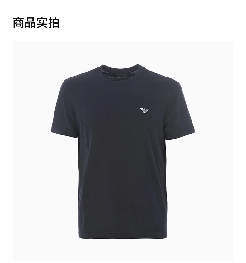 商品Emporio Armani|EMPORIO ARMANI 男士深蓝色徽标棉质短袖T恤 3H1TA8-1J30Z-0922,价格¥436,第4张图片详细描述