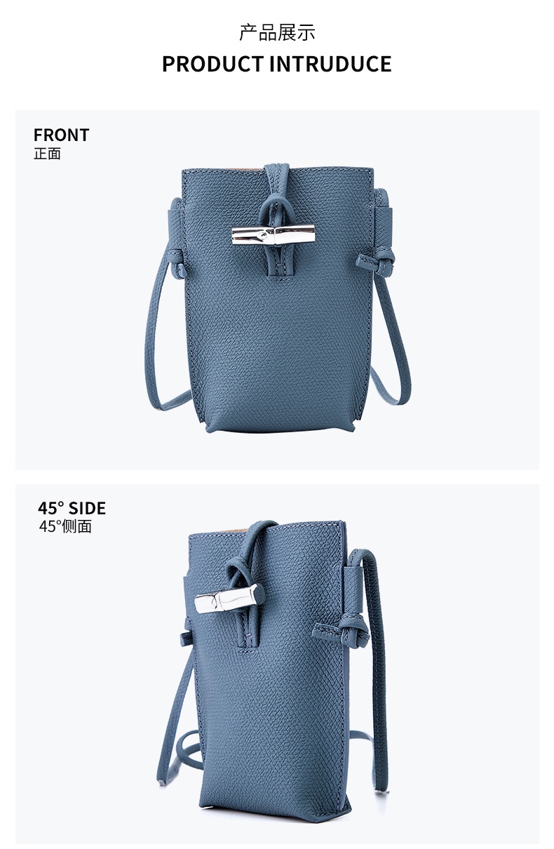 商品[国内直发] Longchamp|珑骧手机包奢侈品 女士灰蓝色皮质挂脖钱包卡包礼物送女友卡夹34180 HPN 569,价格¥934,第2张图片详细描述