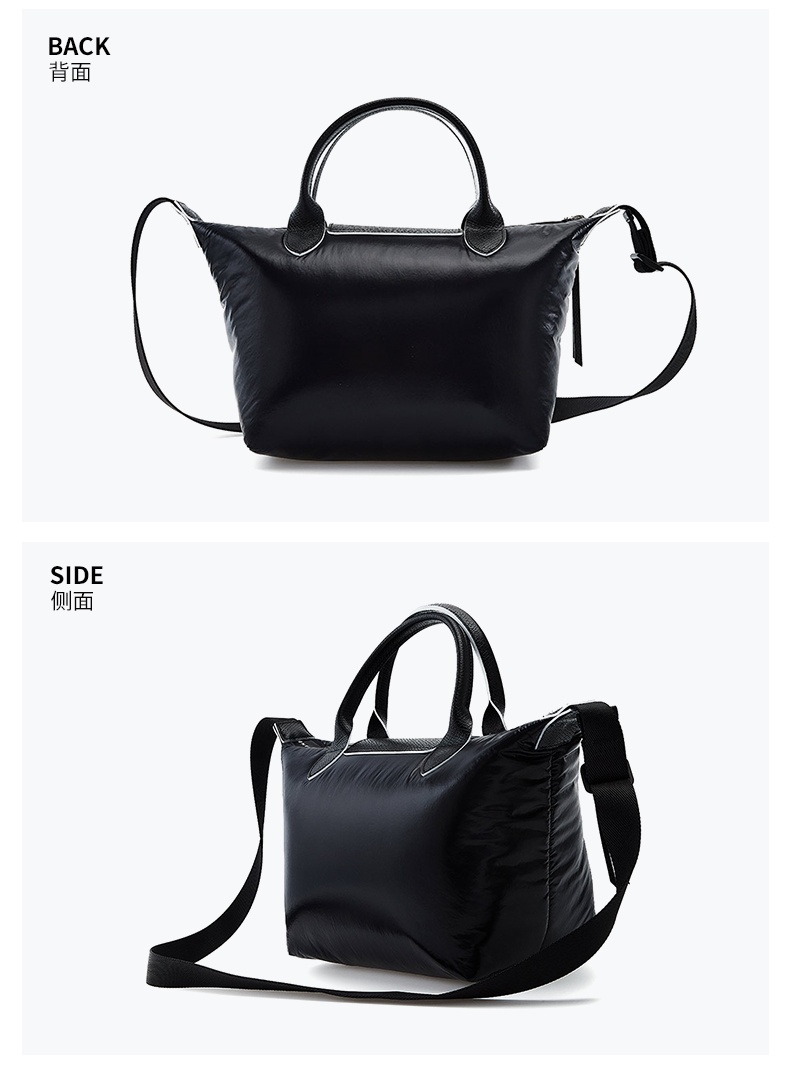 商品[国内直发] Longchamp|珑骧斜挎饺子包LONGCHAMP 奢侈品女士黑色空气棉手提单肩斜挎包礼物送女友L1512 HYA 001,价格¥530,第4张图片详细描述