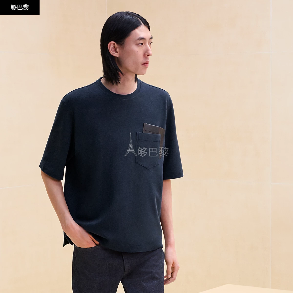 商品Hermes|【预售】 爱马仕 24秋冬 男士 短袖T恤 T-shirt poche ombrée H467970HA01,价格¥8876,第3张图片详细描述