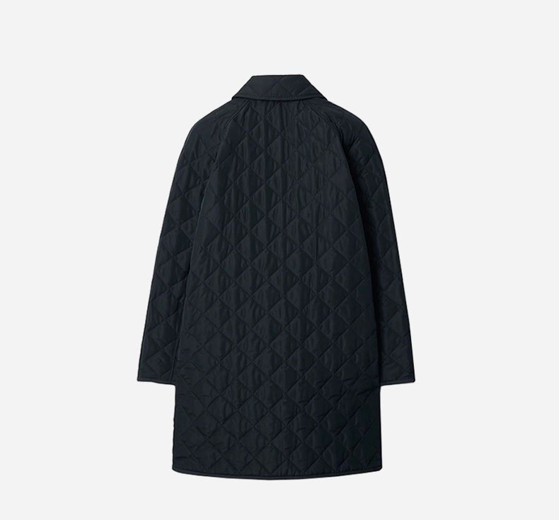 商品Burberry|BURBERRY博柏利 女士海军黑聚酯制Logo标贴翻领双排扣棉服,价格¥3160,第5张图片详细描述