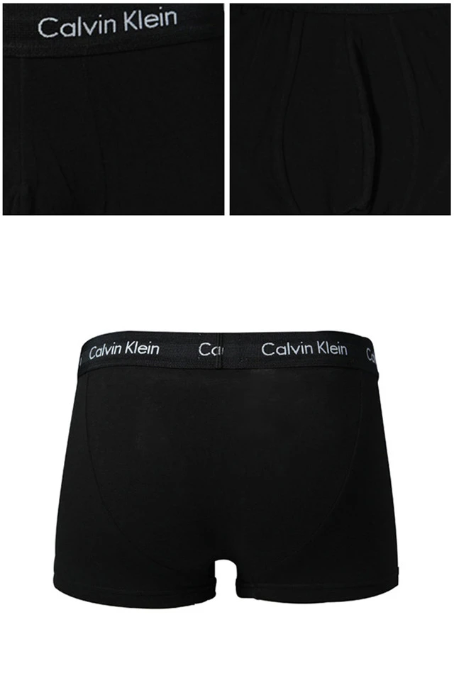 商品[国内直发] Calvin Klein|Calvin Klein 卡尔文 克莱恩 黑色棉弹性纤维男士平角内裤一条装 NU2664-001,价格¥183,第5张图片详细描述