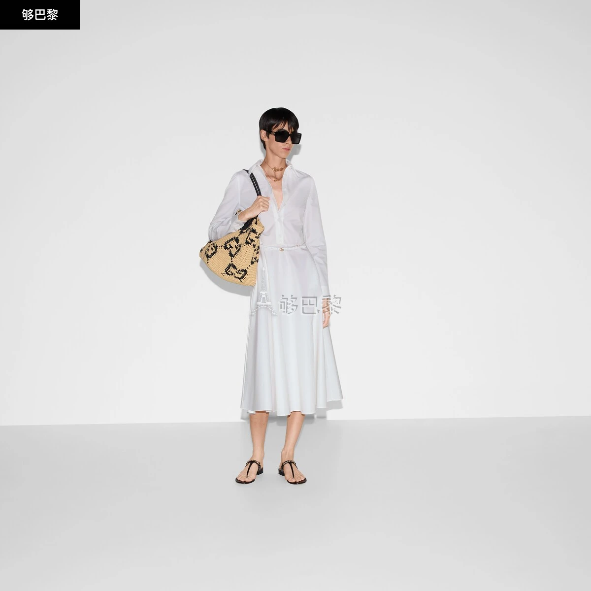 商品Gucci|【预售】 古驰 25春夏 女士 手提包 中号海椰叶效果托特包 818222 9AAGM 8763 ,价格¥24698,第5张图片详细描述