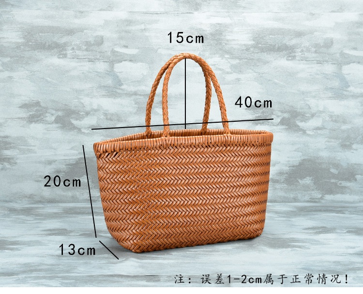 商品[国内直发] YeeCollene|2023爆款欧美复古编织包真皮法式菜篮子包,价格¥591,第2张图片详细描述