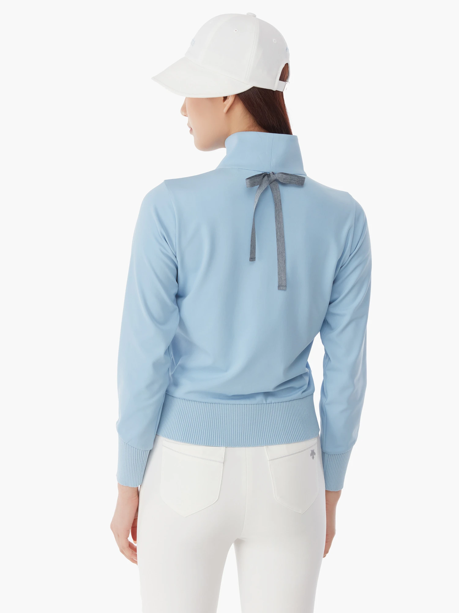 商品【预售商品15天发货】 DESCENTE|GOLF女性高领半拉链长袖T恤适合层搭 DP12WFTL24-LBLG,价格¥1025,第5张图片详细描述