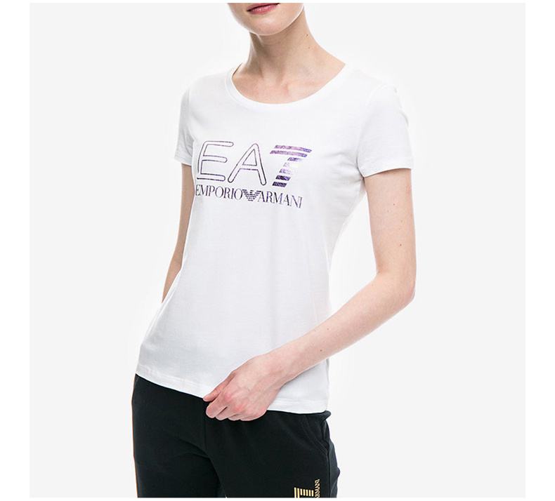 商品Emporio Armani|Emporio Armani 安普里奥 阿玛尼 白色女士短袖T恤 3ZTT85-TJ12Z-1100,价格¥506,第7张图片详细描述