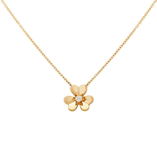 商品Van Cleef & Arpels| Van Cleef & Arpels/梵克雅宝 经典Frivole®系列 迷你18K金黄金三瓣花朵镶钻项链 VCARP0J100,价格¥16043,第4张图片详细描述
