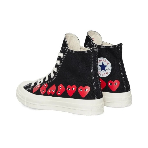 商品[国内直发] Comme des Garcons|ConversexCDG Play Multi Heart Chuck 70 Hi 帆布圆头 系带 高帮 板鞋 男女同款 黑色,价格¥1054,第5张图片详细描述