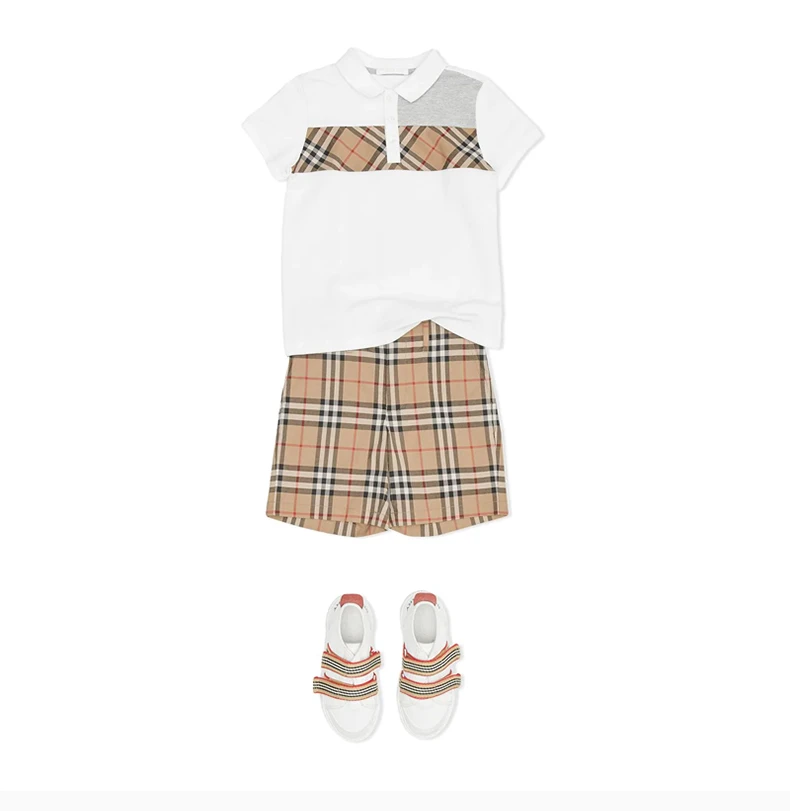 商品Burberry|Burberry Kids 博柏利童装 Vintage 格纹装饰棉质 Polo 衫 8010022,价格¥837,第6张图片详细描述