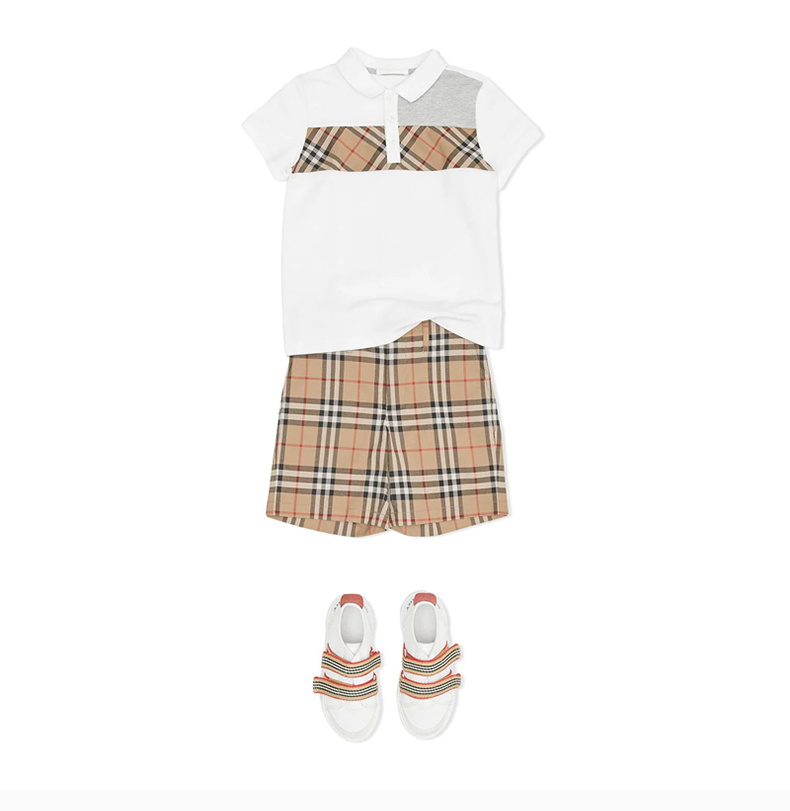 商品Burberry|Burberry Kids 博柏利童装 Vintage 格纹装饰棉质 Polo 衫 8010022,价格¥821,第8张图片详细描述