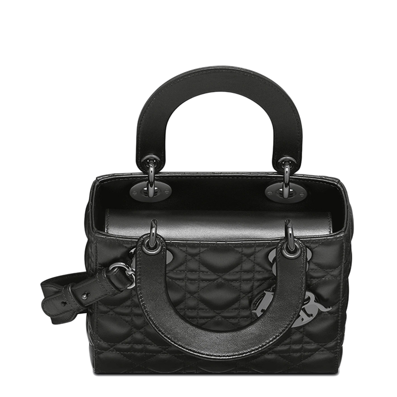 商品Dior|【包税】DIOR/迪奥  LADY DIOR MY ABCDIOR系列 女士小号黑色藤格纹小羊皮单肩手提戴妃包（勋章款）M0538BCAL_M900,价格¥43687,第2张图片详细描述