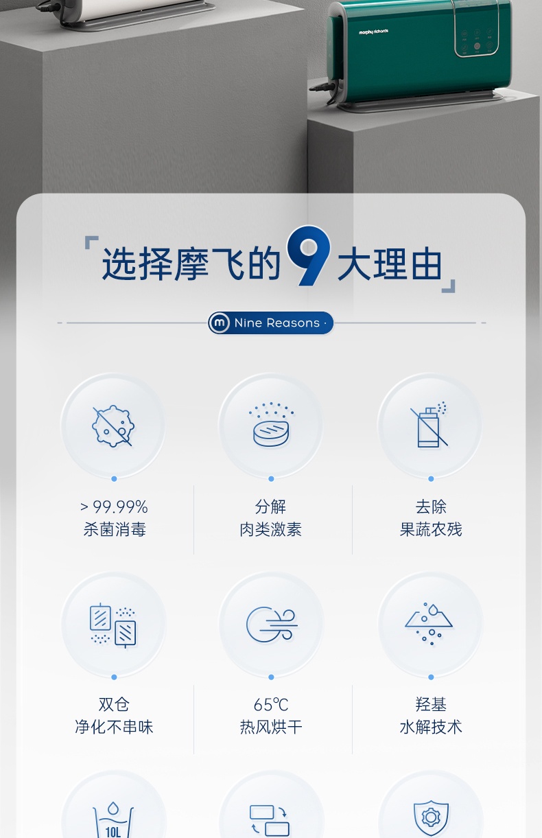 商品[国内直发] Morphy Richards|果蔬清洗机洗菜净化器MR2061洗水果神器家用蔬菜消毒双仓烘干,价格¥468,第11张图片详细描述