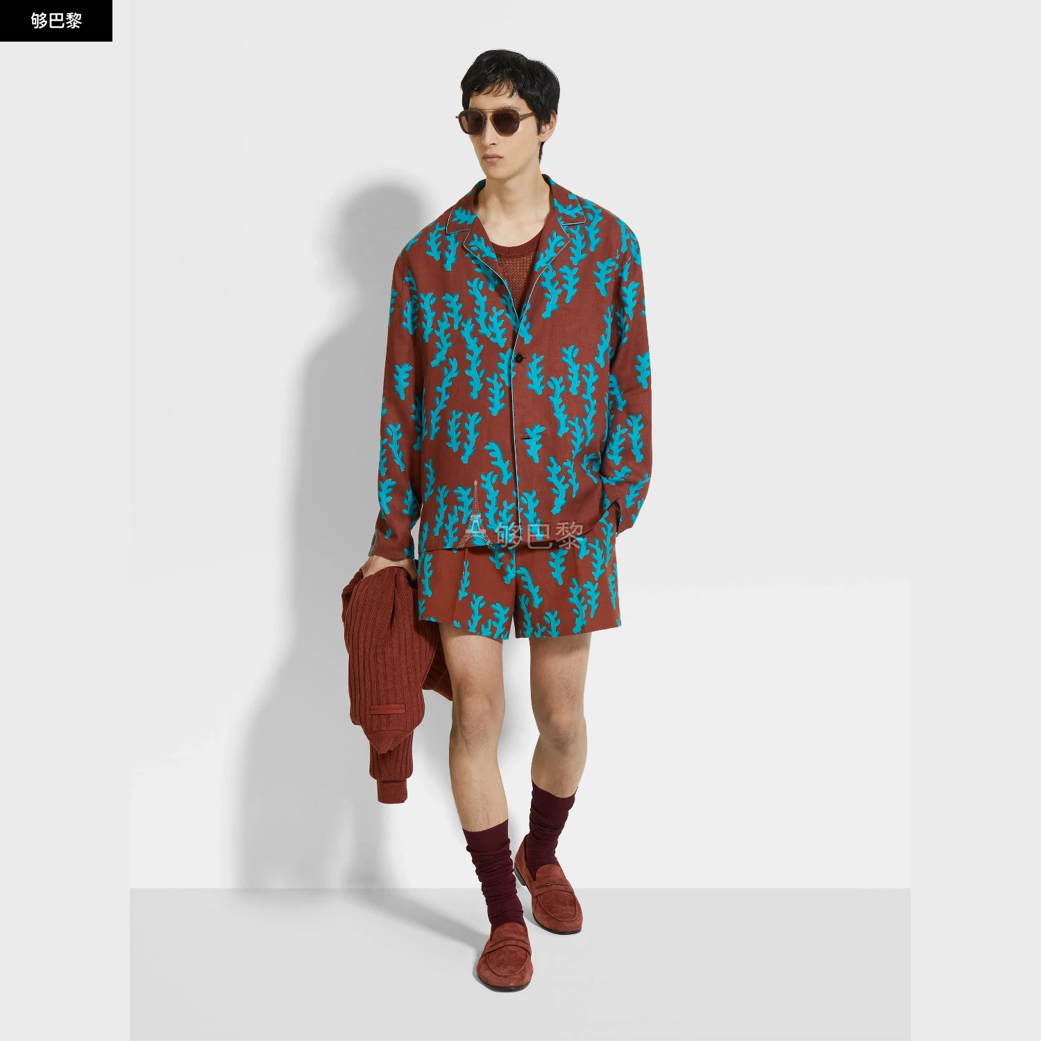 商品Zegna|【预售】 杰尼亚 25春夏 男士 长袖衬衫 Red Linen Shirt NPC50-009-619 ,价格¥24423,第4张图片详细描述