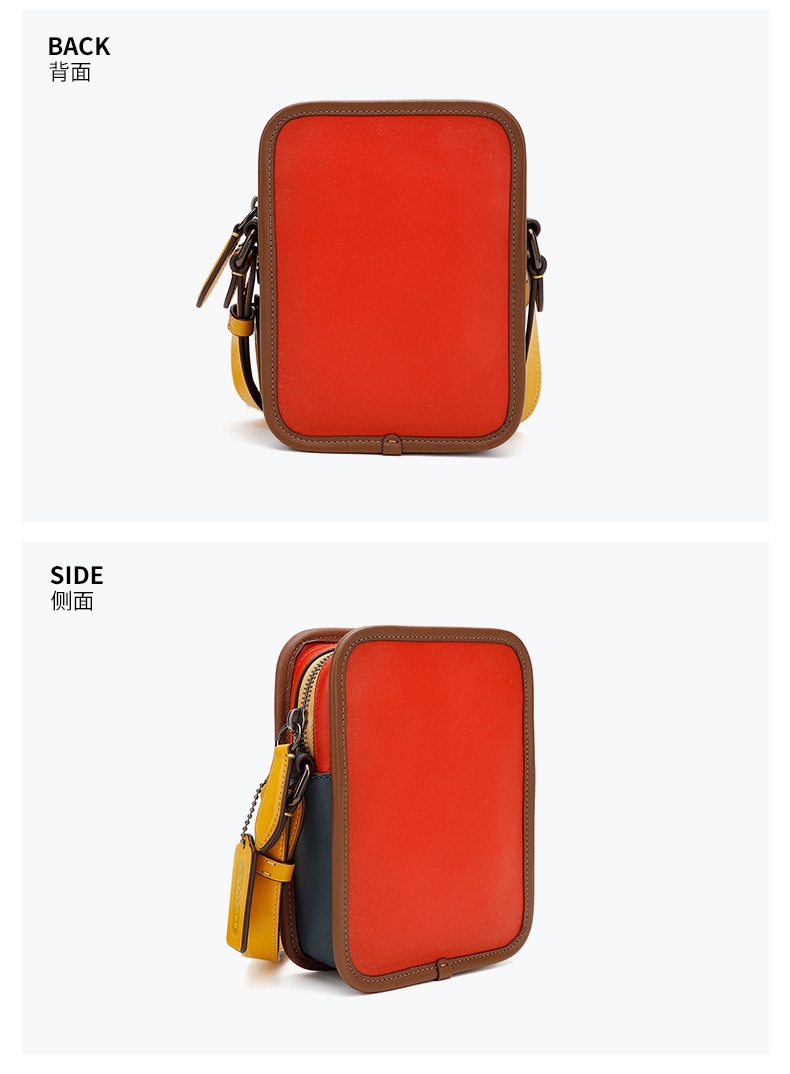 商品[国内直发] Coach|蔻驰斜挎包COACH男包奢侈品 男士专柜款红色拼色皮质单肩斜挎包手机包185 JIQUB,价格¥1177,第4张图片详细描述