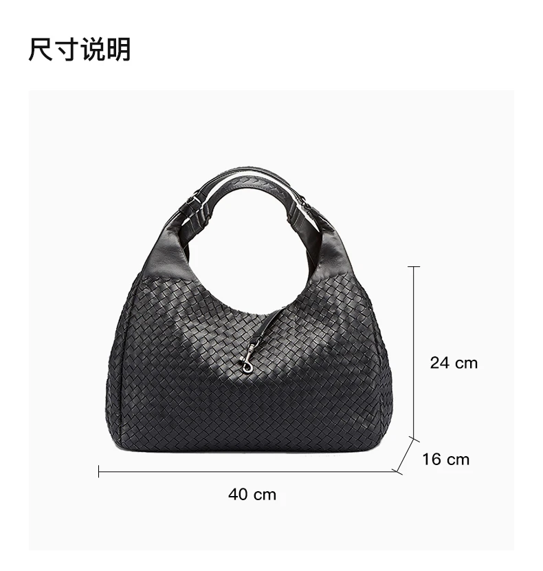 商品[国内直发] Bottega Veneta|Bottega Veneta 葆蝶家 女款黑色手工编织小羊皮单肩手提包 124864-V0016-8175,价格¥16740,第3张图片详细描述