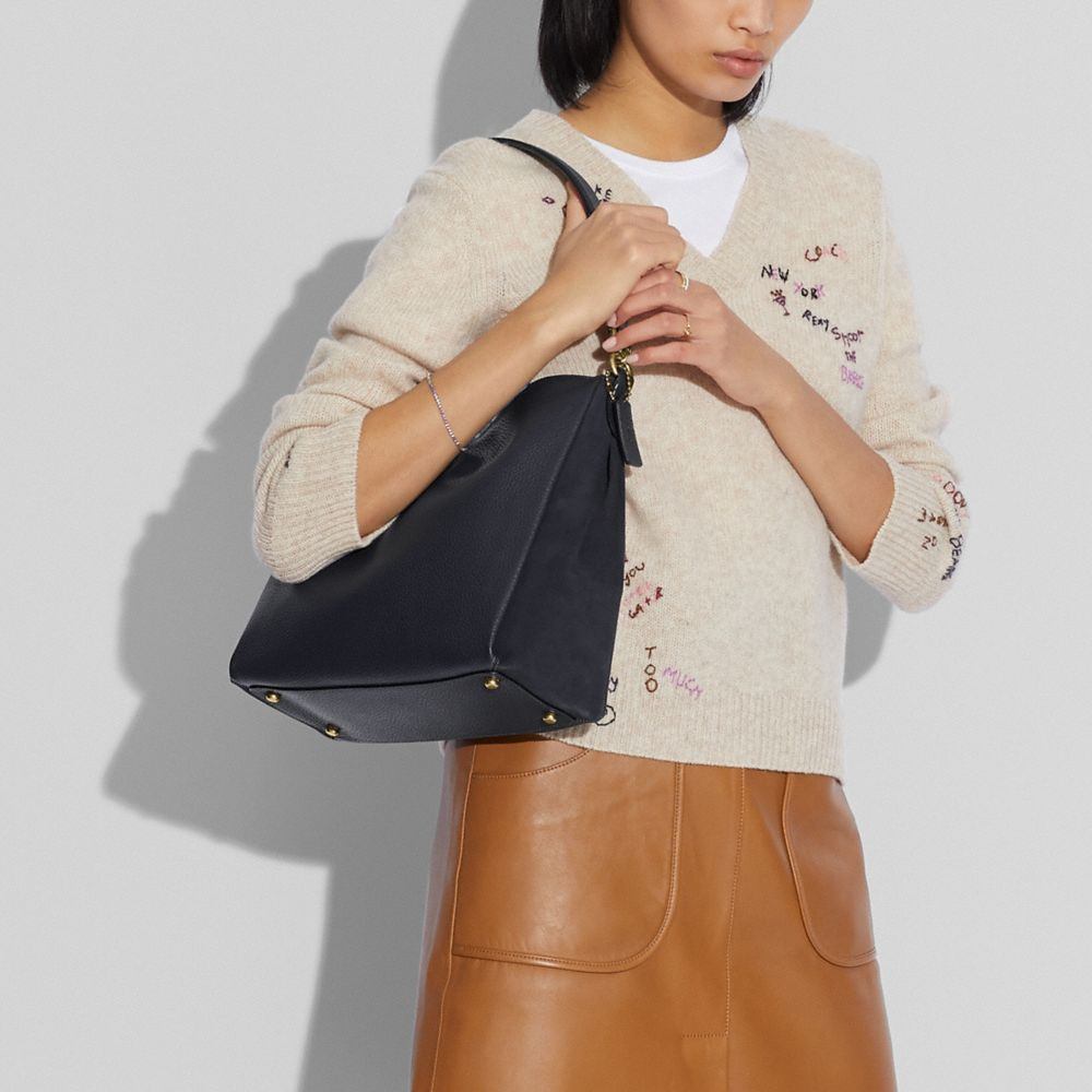 商品[国内直发] Coach|蔻驰女包奢侈品 女士专柜款藏青色荔枝皮手提单肩斜挎包礼物送女友大号 4609 B4BHP,价格¥2066,第6张图片详细描述