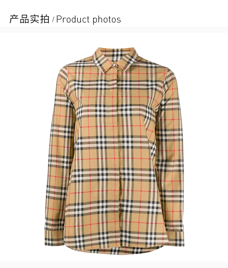 商品Burberry|BURBERRY 博柏利 经典Vintage格纹尖领长袖女士衬衫 8014010,价格¥2499,第5张图片详细描述