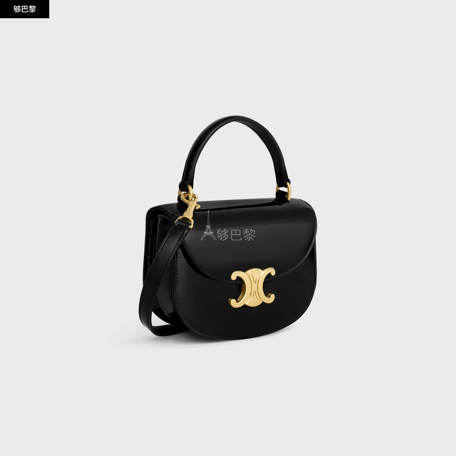 商品Celine|【预售】 赛琳 24秋冬 女士 手提包 BESACE CLEA迷你牛皮漆革手袋 10L063GCJ.38NO,价格¥18075,第4张图片详细描述