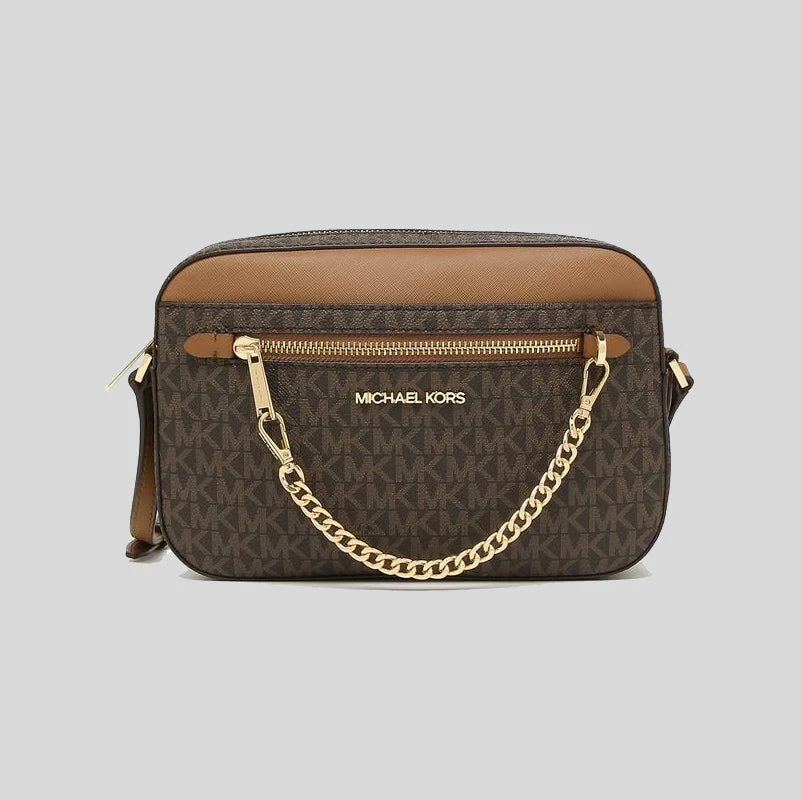 商品[国内直发] Michael Kors|MICHAEL KORS 女士棕色老花JETSETITEM大号单肩斜挎相机包 35S1GTTC9B-BROWN,价格¥907,第1张图片详细描述