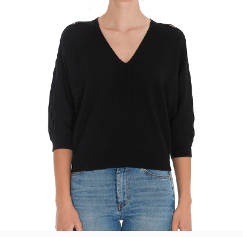 商品Chloé|CHLOE 女士黑色针织V领上衣     C21AMP26-670-001,价格¥1841,第6张图片详细描述