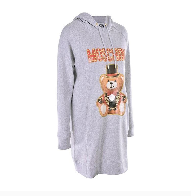 商品Moschino|Moschino 莫斯奇诺 女士灰色长款卫衣式连衣裙 EV0453-0527-3485,价格¥3543,第4张图片详细描述